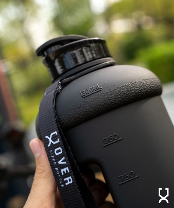 1.5L Oversized Bottle with Flip Cap - Matte Black