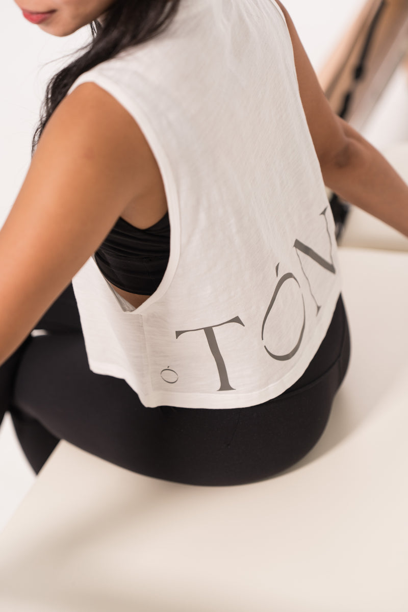 Get Toned Crop Tank Top - White