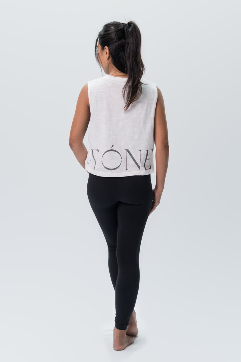 Get Toned Crop Tank Top - White