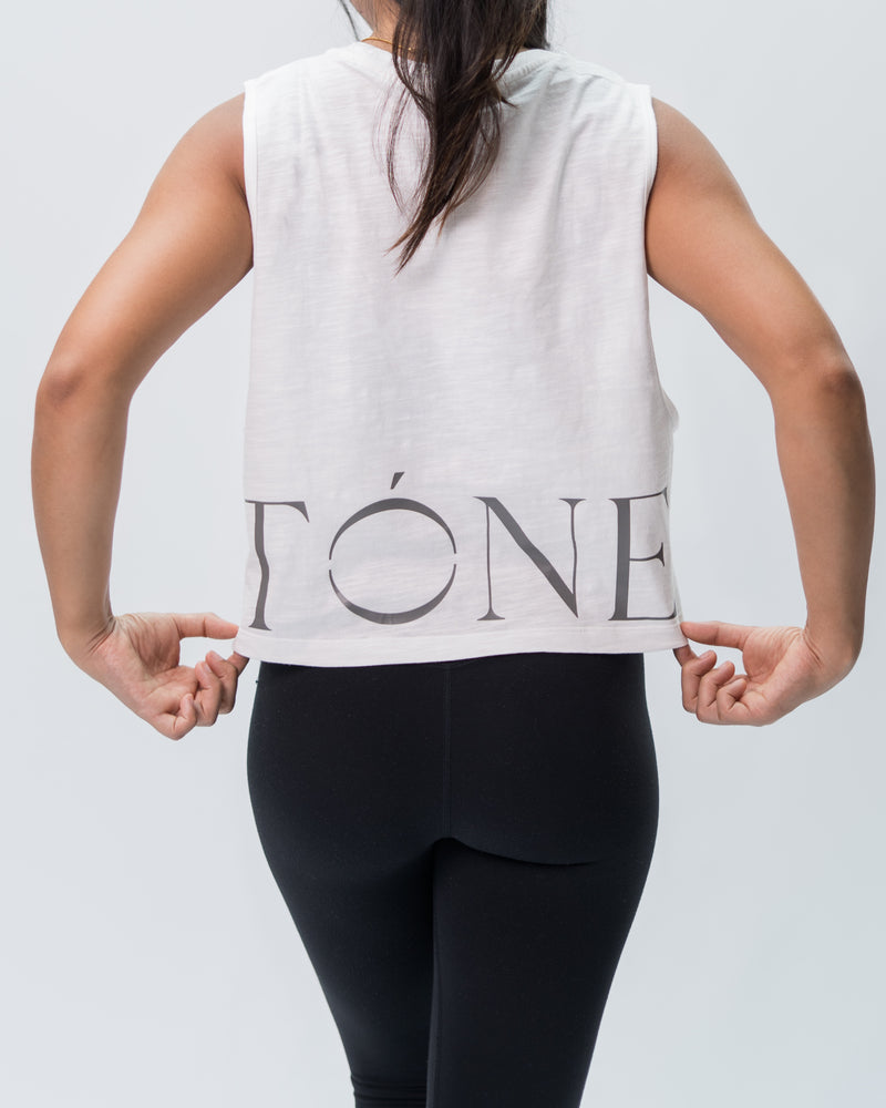 Get Toned Crop Tank Top - White