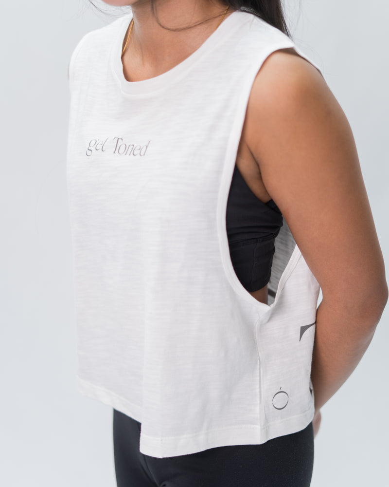 Get Toned Crop Tank Top - White