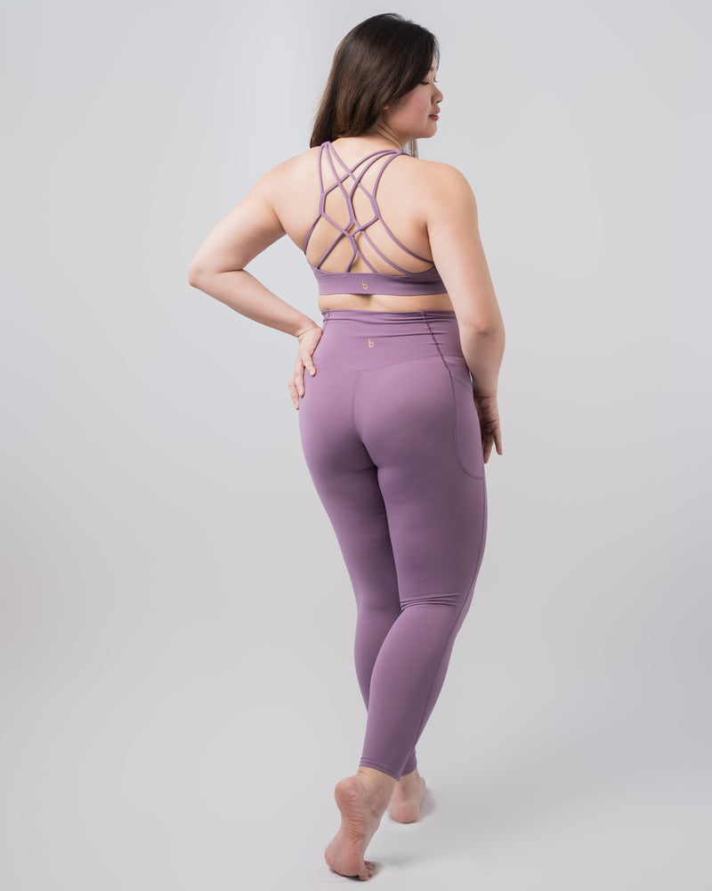 Babel V Waist Leggings with Pockets - Mauve Purple