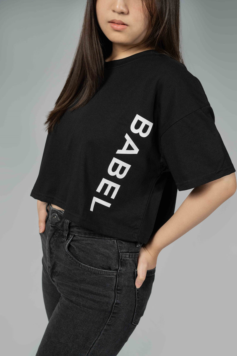 Babel Oversized Crop Top - Black