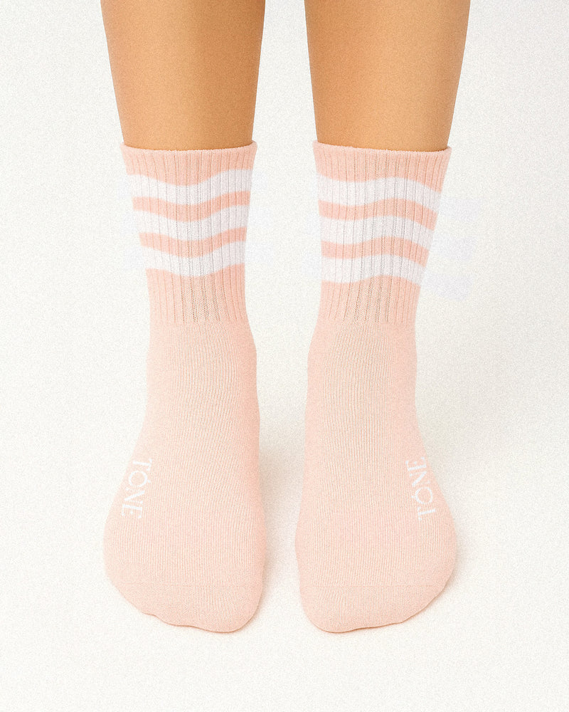Mini Waves Tone Pilates Grip Sock - Powder Pink