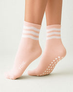 Mini Waves Tone Pilates Grip Sock - Powder Pink