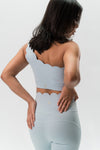 Babel One Shoulder Wave Sports Bra - Sky Blue