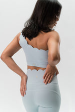 Babel One Shoulder Wave Sports Bra - Sky Blue