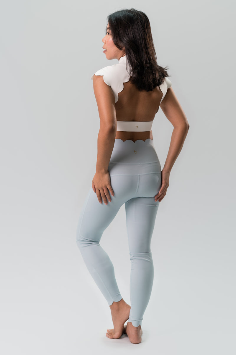 Babel Halter Neck Hollow Back Wave Sports Bra - White