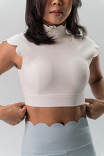 Babel Halter Neck Hollow Back Wave Sports Bra - White