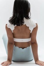 Babel Halter Neck Hollow Back Wave Sports Bra - White