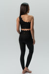 Babel One Shoulder Wave Sports Bra - Black