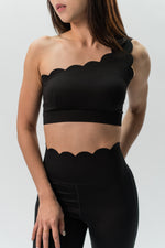 Babel One Shoulder Wave Sports Bra - Black
