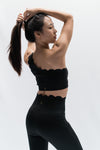 Babel One Shoulder Wave Sports Bra - Black