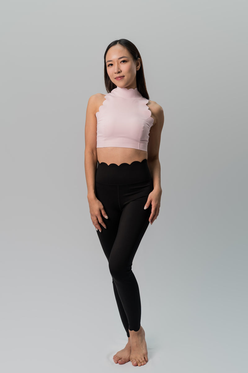 Babel Halter Neck V-Back Wave Sports Bra - Light Pink