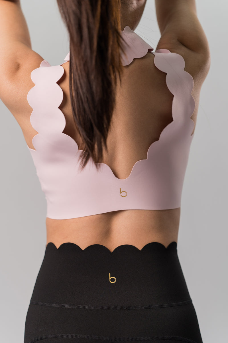 Babel Halter Neck V-Back Wave Sports Bra - Light Pink