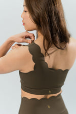 Babel One Shoulder Wave Sports Bra - Grey Brown