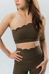 Babel One Shoulder Wave Sports Bra - Grey Brown