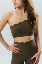 Babel One Shoulder Wave Sports Bra - Grey Brown