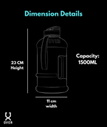 1.5L Oversized Bottle with Flip Cap - Charcoal Black