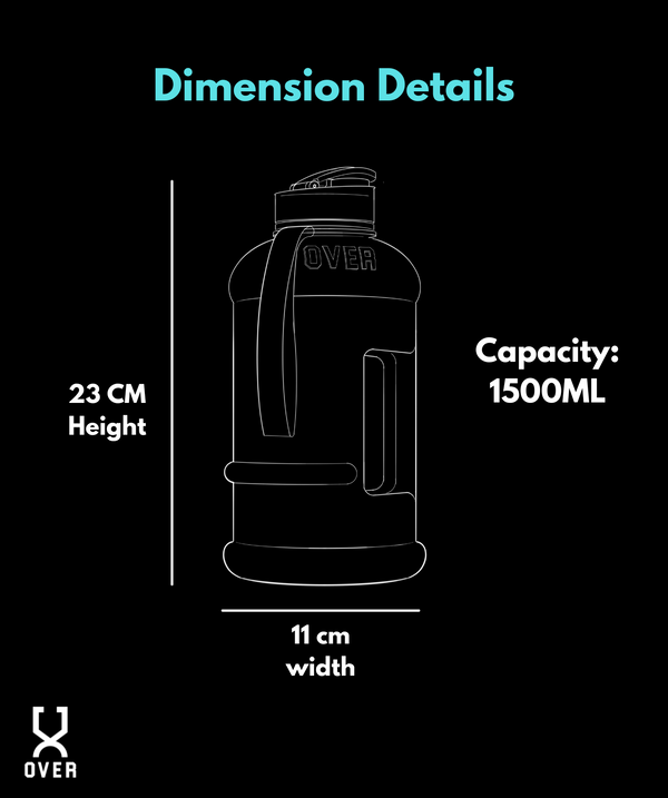 1.5L Oversized Bottle with Flip Cap - Matte Black